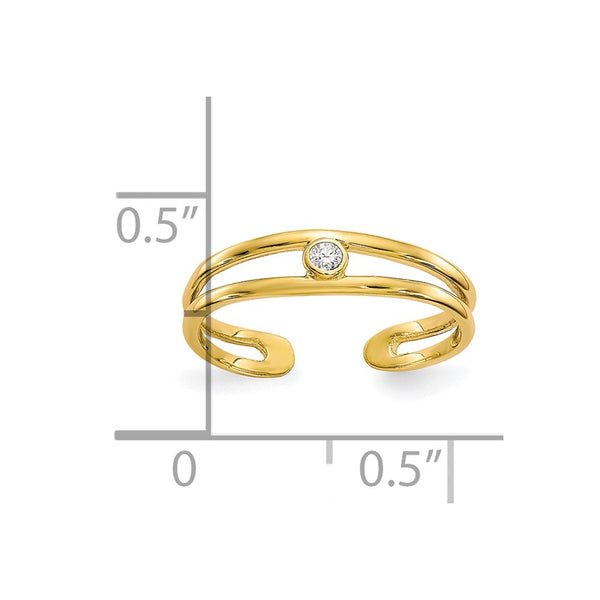 10KT Yellow Gold Cubic Zirconia 2MM Toe Ring