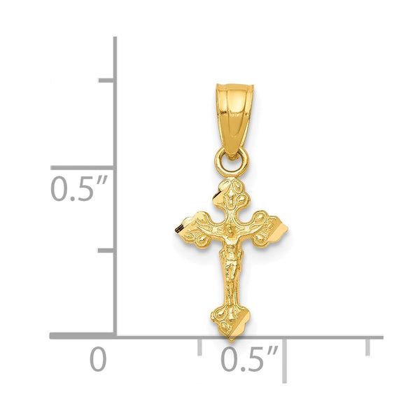 10KT Yellow Gold 18X9MM Crucifix Cross Pendant. Chain Not Included
