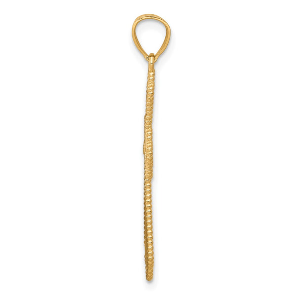 10KT Yellow Gold With Rhodium Plating 31X21MM Diamond-cut Cross Pendant. Chain Not Included