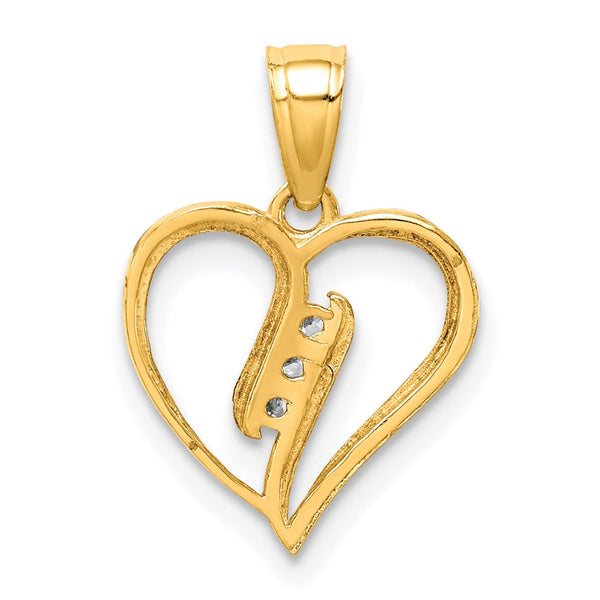 10KT Yellow Gold Cubic Zirconia Heart Pendant. Chain Not Included