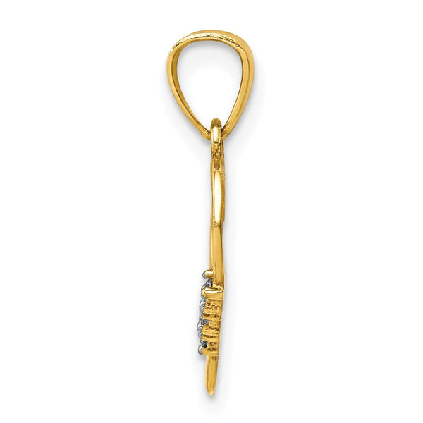 10KT Yellow Gold Cubic Zirconia Heart Pendant. Chain Not Included