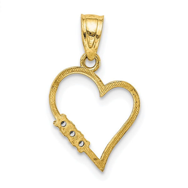 10KT Yellow Gold Cubic Zirconia Heart Pendant. Chain Not Included