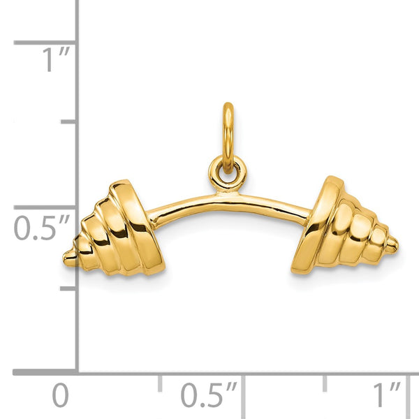 10KT Yellow Gold 15X26MM Barbell Charm Pendant. Chain not Included.