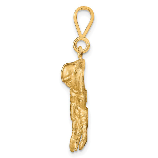 10KT Yellow Gold 34X16MM Diamond-cut Football Charm
