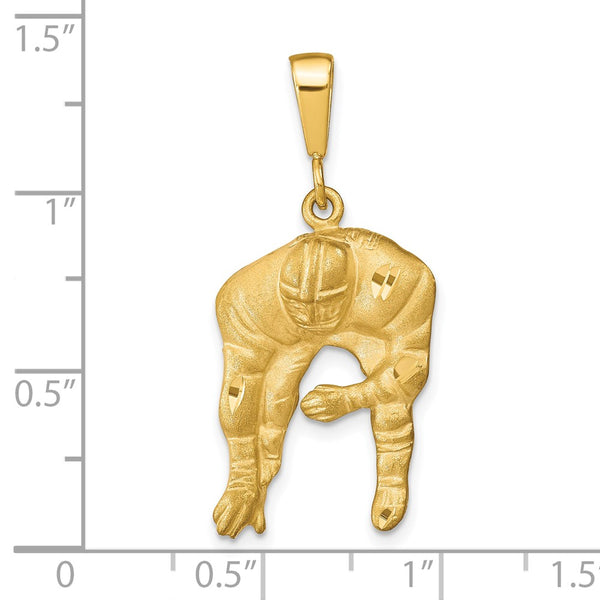 10KT Yellow Gold 34X16MM Diamond-cut Football Charm