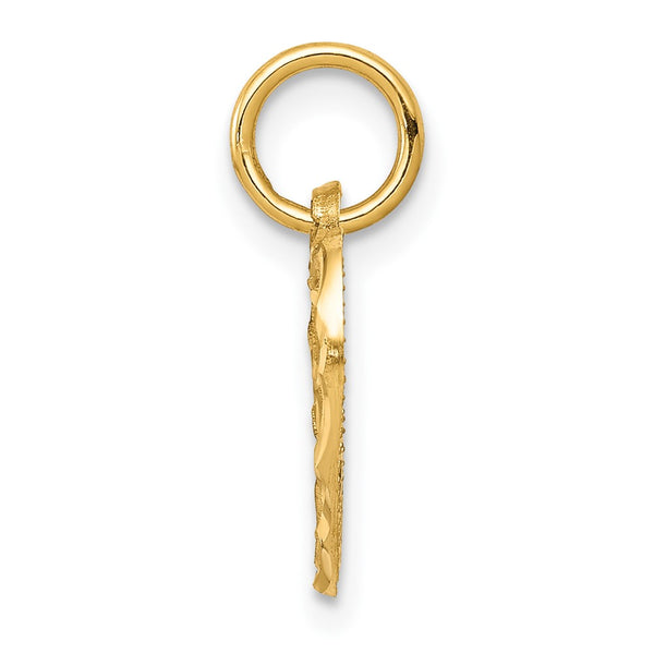 10KT Yellow Gold 16X11MM Diamond-cut Heart Pendant. Chain Not Included