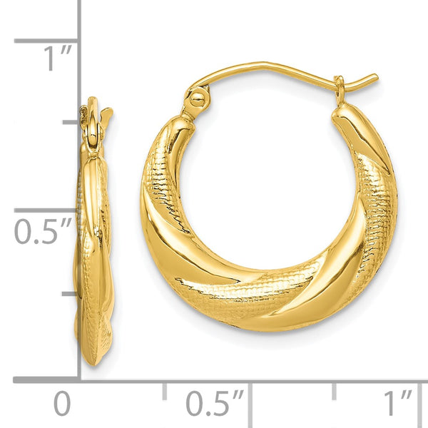 10KT Yellow Gold 20X19MM Hoop Scalloped Earrings
