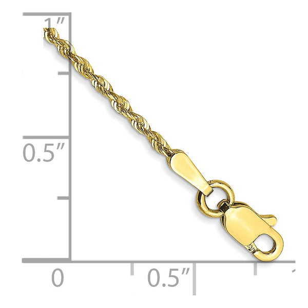 10KT Yellow Gold 6-inch 1.5MM Childrens Lobster Clasp Diamond-cut Rope Extra-Light Bracelet