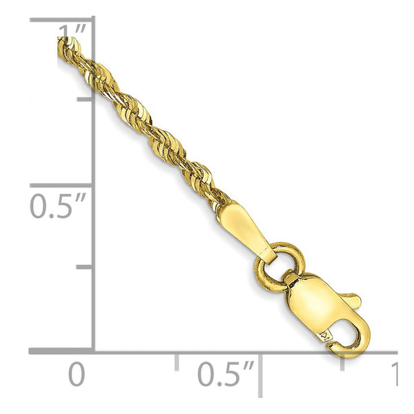 10KT Yellow Gold 6-inch 1.8MM Childrens Lobster Clasp Diamond-cut Rope Extra-light Bracelet