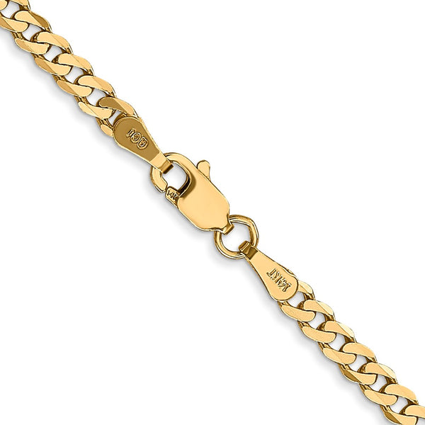 10KT Yellow Gold 20-inch 2.9MM Flat Beveled Curb Chain