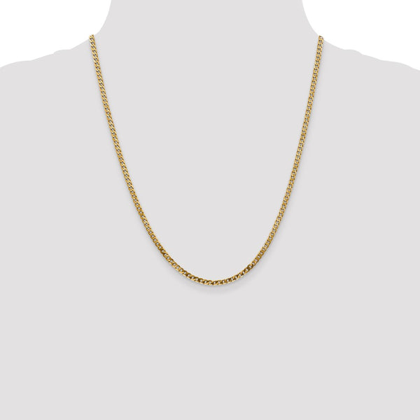 10KT Yellow Gold 22-inch 2.9MM Flat Beveled Curb Chain