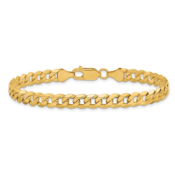 10KT Yellow Gold 9-inch 6.25MM Flat Beveled Curb Bracelet