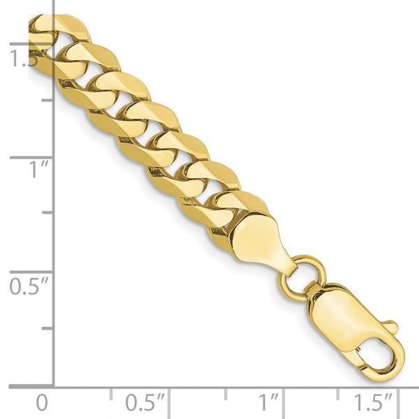 10KT Yellow Gold 9-inch 6.75MM Flat Beveled Curb Bracelet
