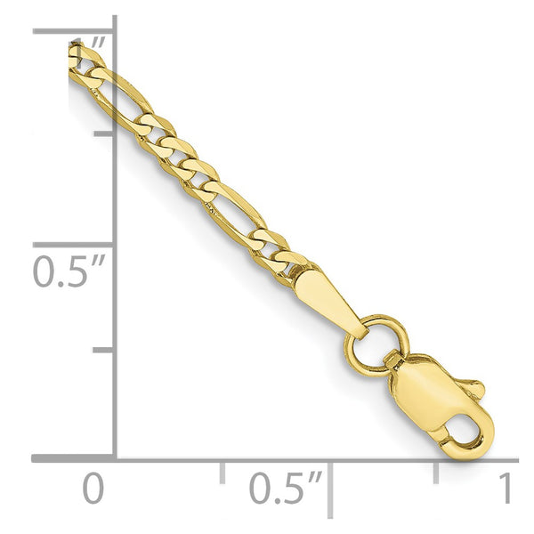 10KT Yellow Gold 7-inch 2.2MM Lobster Clasp Figaro Bracelet