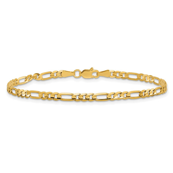 10KT Yellow Gold 8-inch 3MM Lobster Clasp Figaro Bracelet
