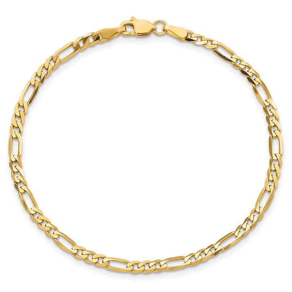10KT Yellow Gold 8-inch 3MM Lobster Clasp Figaro Bracelet