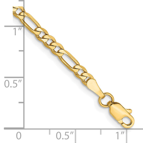 10KT Yellow Gold 8-inch 3MM Lobster Clasp Figaro Bracelet