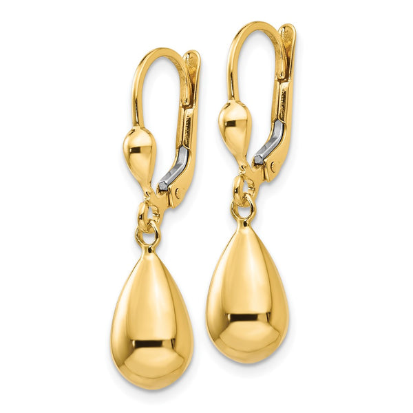 10KT Yellow Gold 29X7MM Drop & Dangle Leverback Earrings