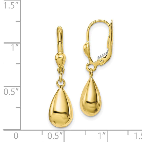 10KT Yellow Gold 29X7MM Drop & Dangle Leverback Earrings