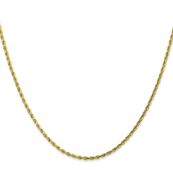 10KT Yellow Gold 22-inch 1.75MM Diamond-cut Lobster Clasp Rope Chain