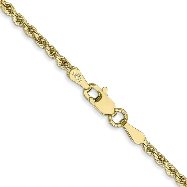 10KT Yellow Gold 22-inch 2.25MM Diamond-cut Lobster Clasp Rope Chain
