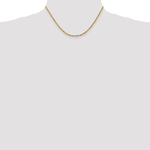 10KT Yellow Gold 16-inch 2.5MM Diamond-cut Lobster Clasp Rope Chain