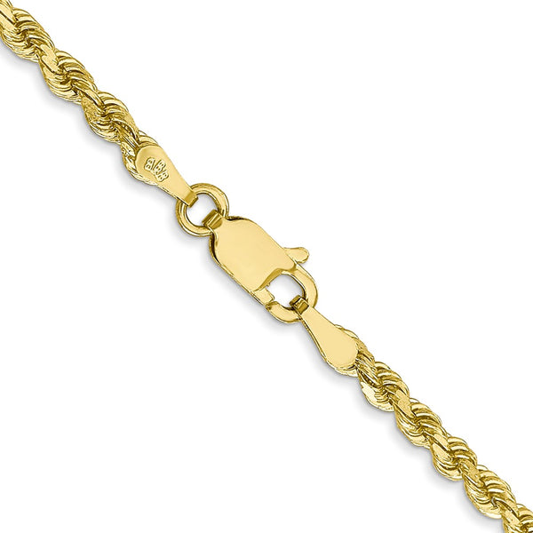 10KT Yellow Gold 18-inch 2.75MM Diamond-cut Lobster Clasp Rope Chain