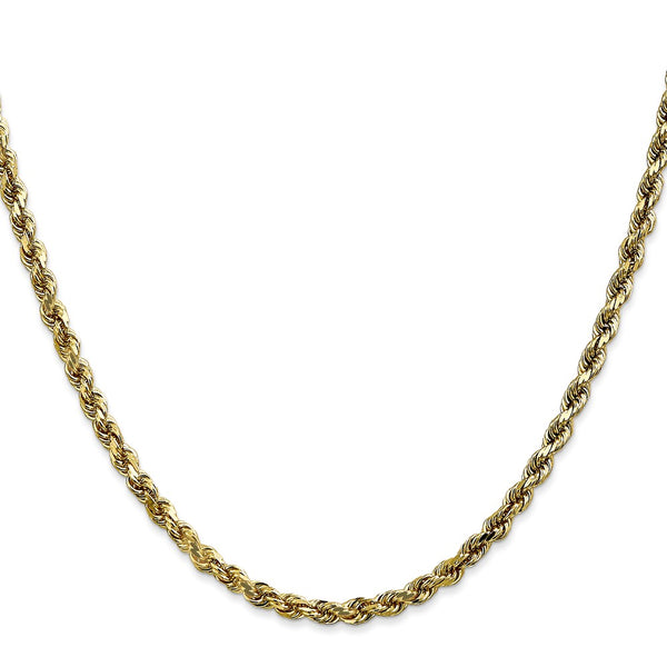 10KT Yellow Gold 22-inch 3.5MM Diamond-cut Lobster Clasp Rope Chain