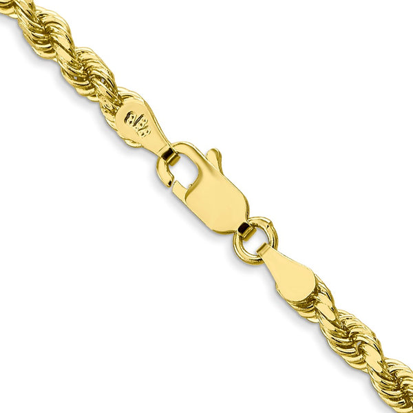 10KT Yellow Gold 22-inch 3.5MM Diamond-cut Lobster Clasp Rope Chain