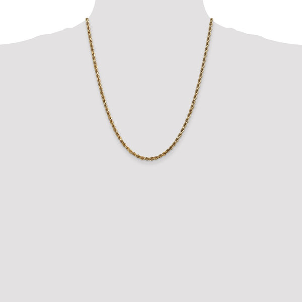 10KT Yellow Gold 22-inch 3.5MM Diamond-cut Lobster Clasp Rope Chain
