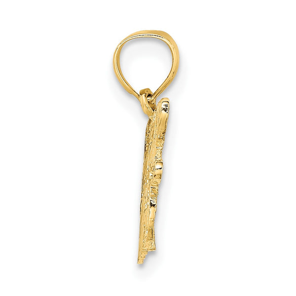 10KT Yellow Gold 11X21MM Football Mom Charm Pendant. Chain not Included.