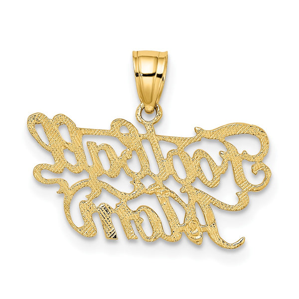 10KT Yellow Gold 11X21MM Football Mom Charm Pendant. Chain not Included.