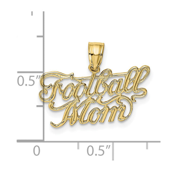 10KT Yellow Gold 11X21MM Football Mom Charm Pendant. Chain not Included.