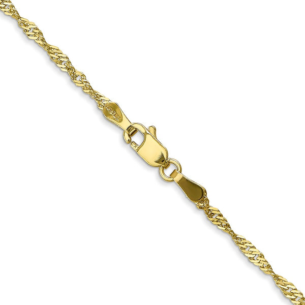 10KT Yellow Gold 30-inch 1.7MM Lobster Clasp Singapore Chain