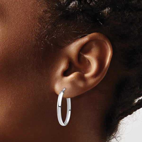 10KT White Gold 27X8MM Hoop Earrings