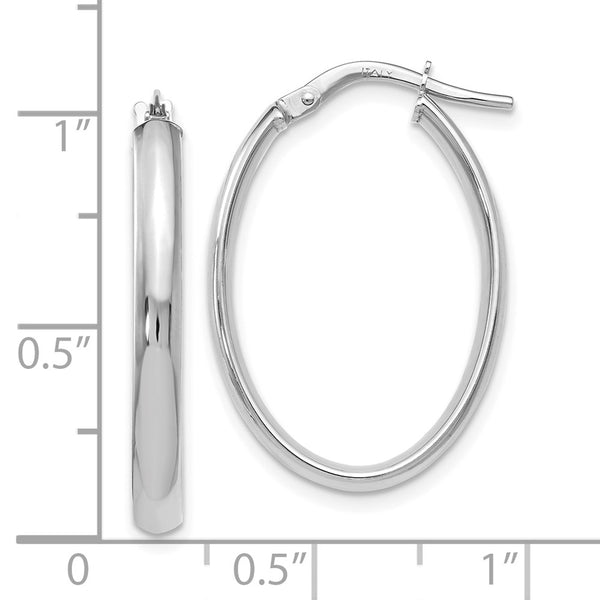 10KT White Gold 27X8MM Hoop Earrings