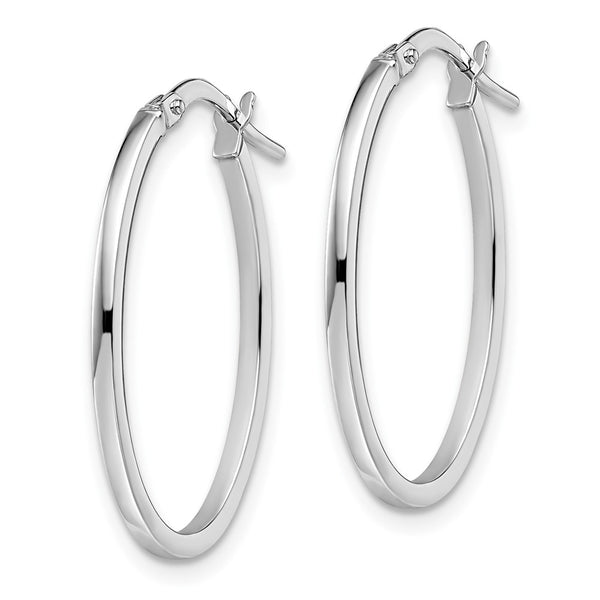 10KT White Gold 27X13MM Hoop Earrings
