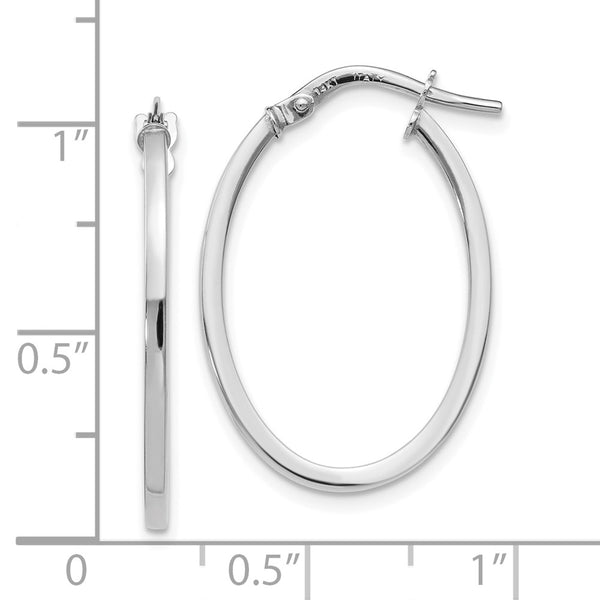 10KT White Gold 27X13MM Hoop Earrings