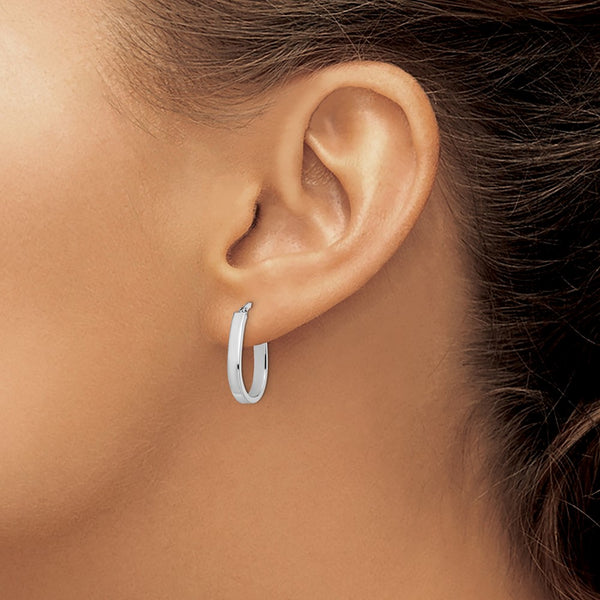 10KT White Gold 22X16MM Hoop Earrings