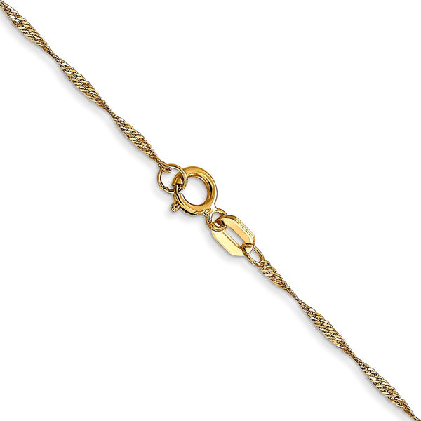 14KT Yellow Gold 18-inch 1MM Singapore Pendant Chain