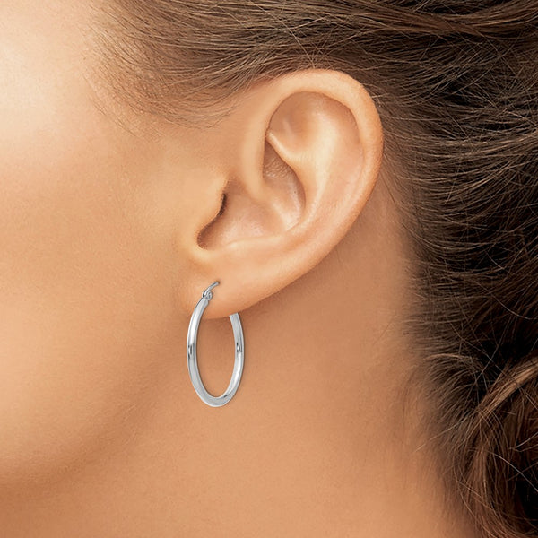 10KT White Gold 22X2MM Hoop Earrings