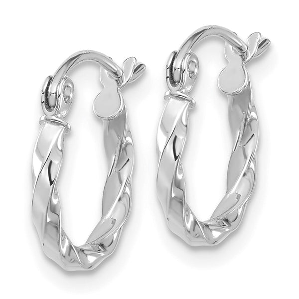 10KT White Gold 12X2MM Twist Hoop Earrings