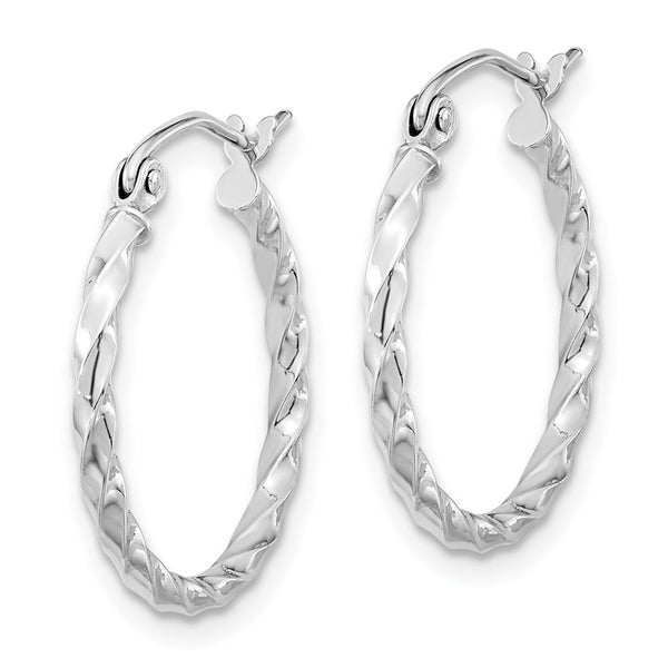 10KT White Gold 20X2MM Twist Hoop Earrings