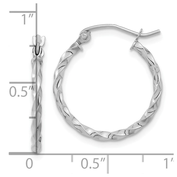 10KT White Gold 20X2MM Twist Hoop Earrings