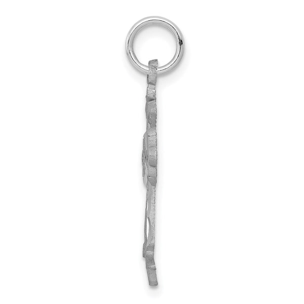 10KT White Gold 25X16MM Diamond-cut Cross Pendant. Chain Not Included