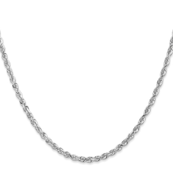 10KT White Gold 22-inch 3MM Diamond-cut Rope Chain