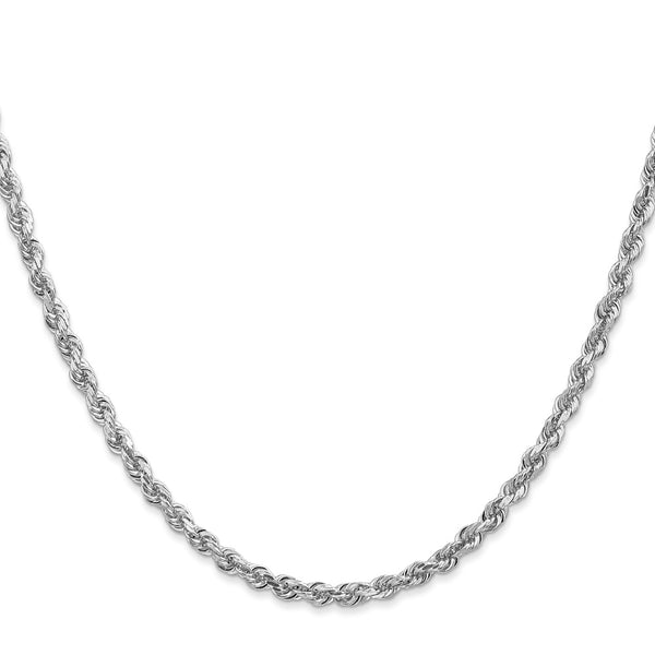 10KT White Gold 22-inch 3.35MM Diamond-cut Rope Chain