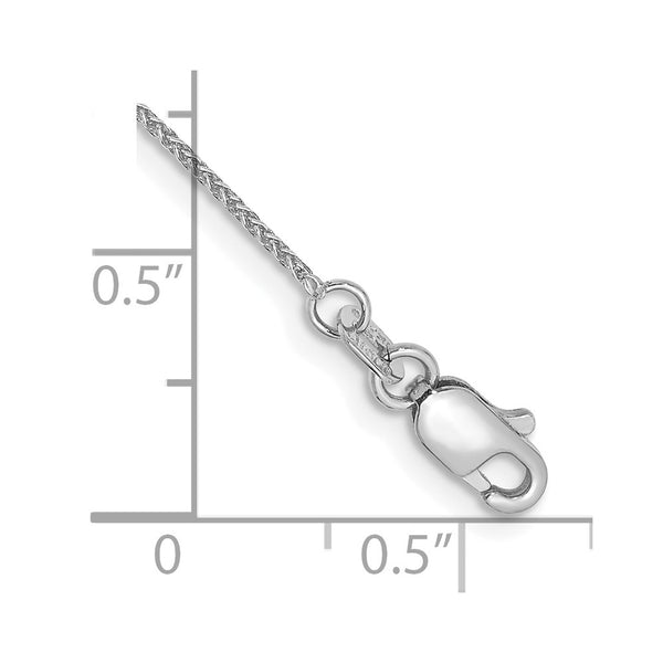 10KT White Gold 10-inch 0.8MM Spiga Link Anklet