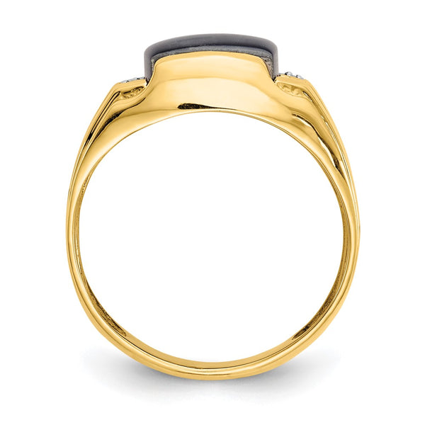 10KT Yellow Gold Cat's Eye Natural Diamond Accent Ring. Size 10