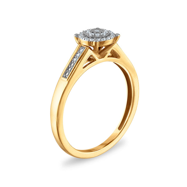 1/5 CTW Natural Diamond Halo Wedding Trio Set in 10KT Yellow Gold